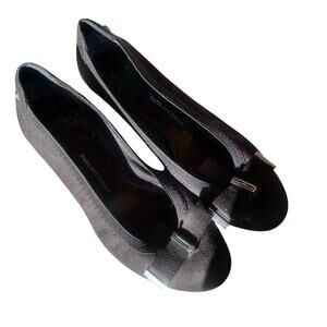 Black Velvety Dress Shoe Kitten Heel Bow on Toe Dana Buchman Women’s Event Work
